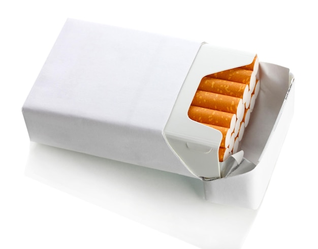 Box of cigarettes isolated on a white