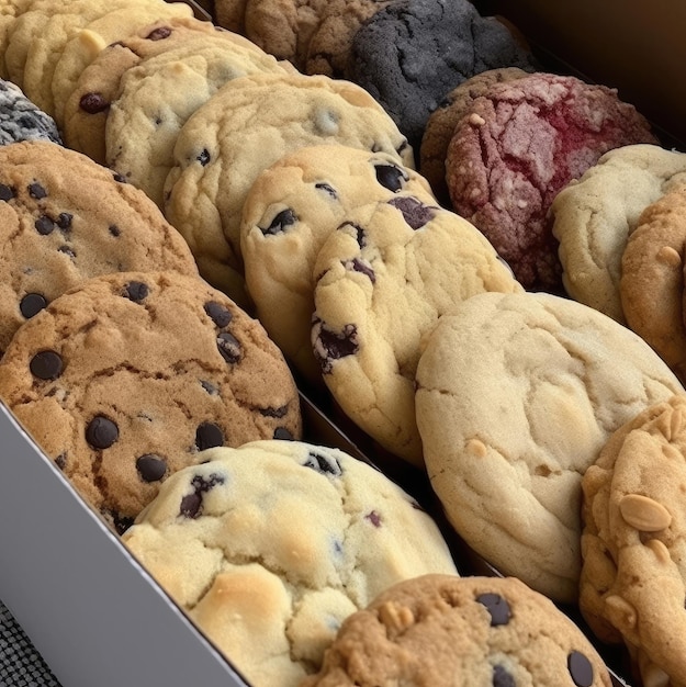 Box of cookies with chocolate and peanut butter