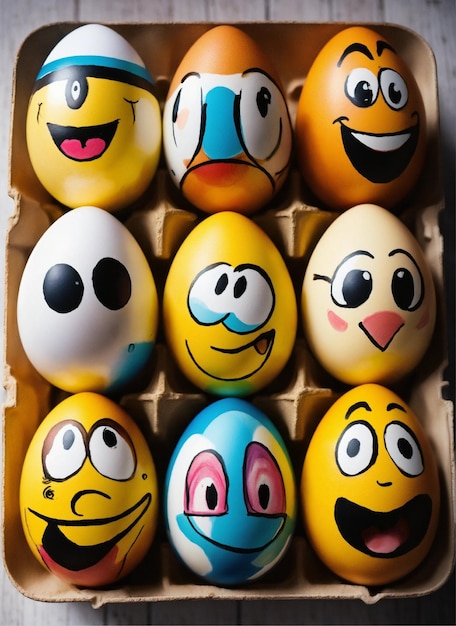 a box of eggs with a happy face on it