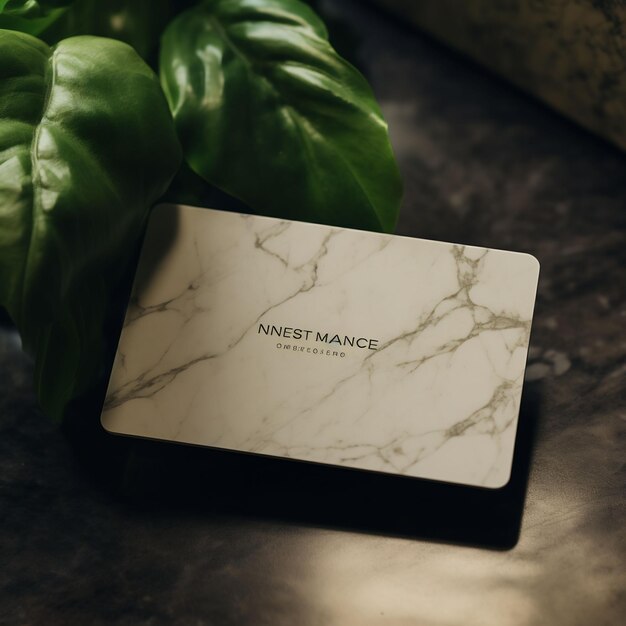 a box of first name on a black marble counter.