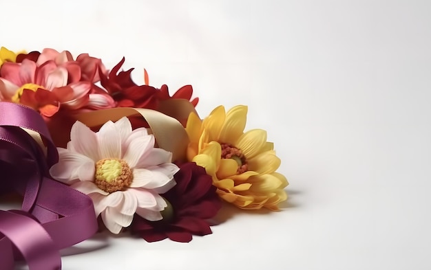 A box of flowers is on a white background.