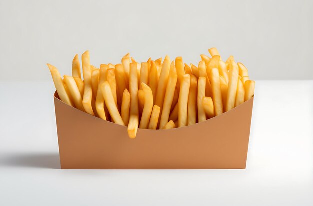 a box of french fries in a white paper box generative ai