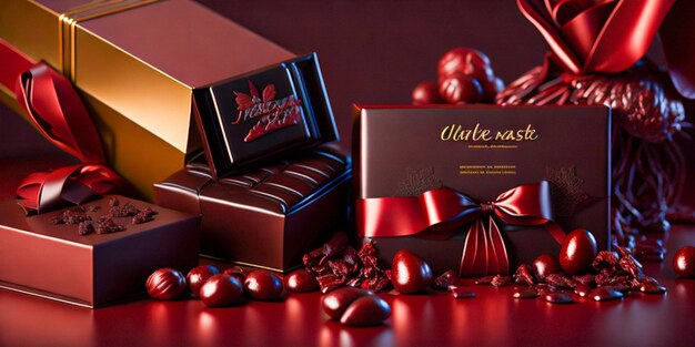 Box of gourmet chocolate bars arranged in a beautiful and tasteful display