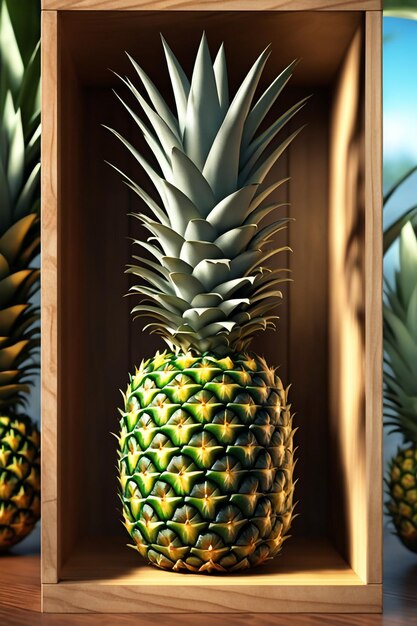 Foto una scatola di ananas isolata sullo sfondo di wodeen