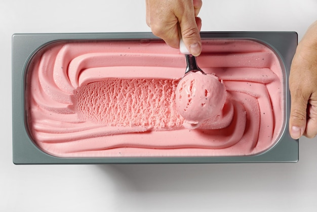 box of pink strawberry ice cream