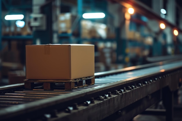 Box Positioned on Conveyor Belt