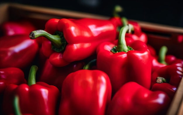 A box of red peppers with the word " red " on the front.