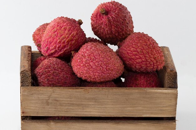 A box of ripe lychee