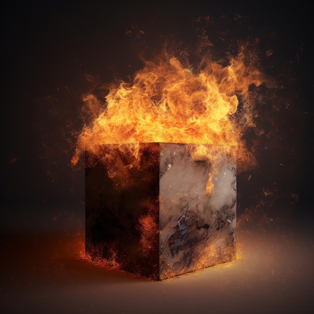 "불"이라는 단어가 새겨진 상자