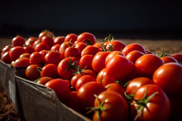 토마토 상자는 "토마토"라는 단어로 채워져 있습니다.