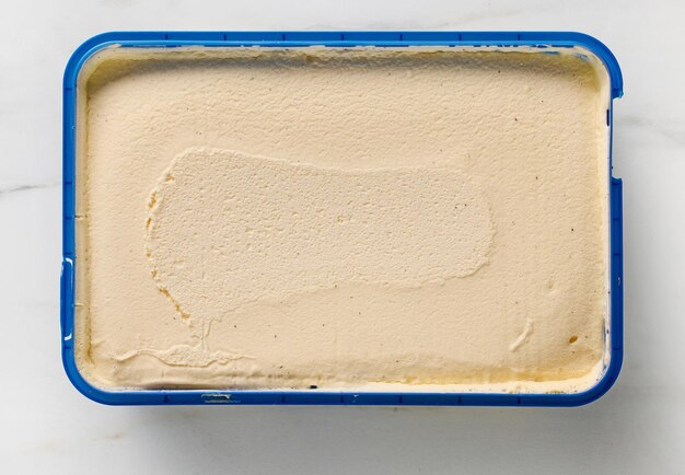 Box of vanilla ice cream