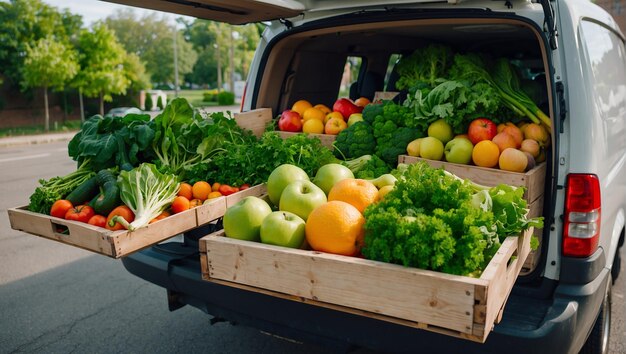 Photo a box of vegetables that has a bunch of vegetables in it