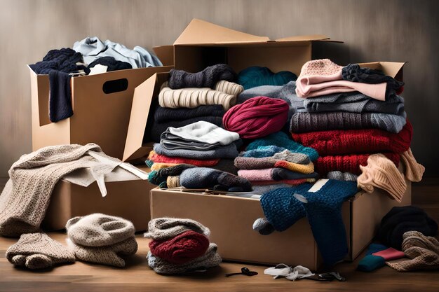 a box with a box of clothes and a box of clothes