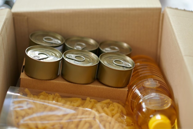 Box with canned food