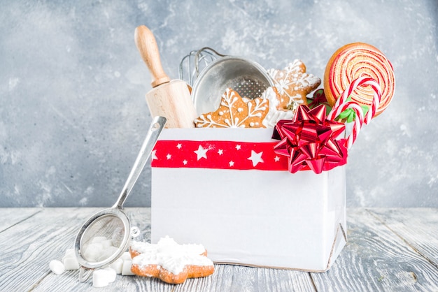 Box with christmas gift for bakers