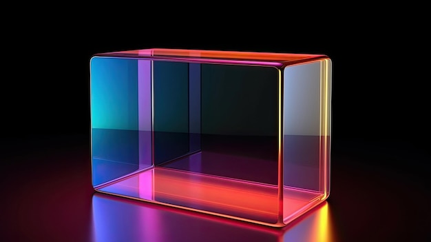 A box with a colorful glass and a red and yellow light.