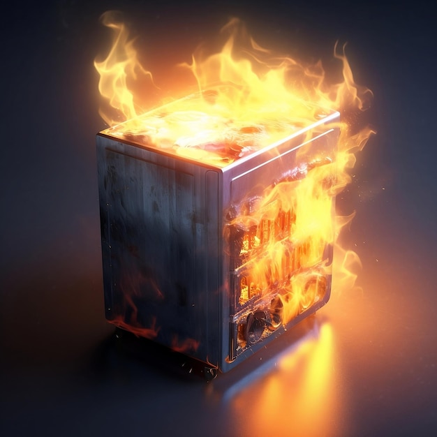 A box with a fire