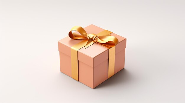 A box with a gold ribbon tied around it