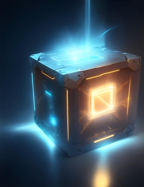 box with light cyber security illustration