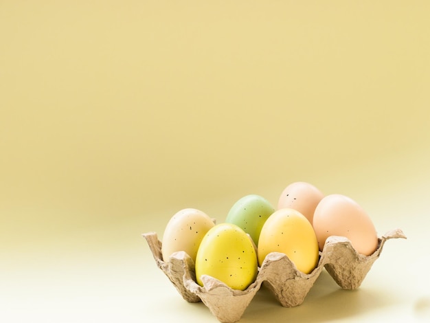 Box with painted easter eggs.