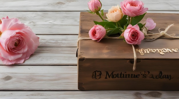 a box with pink roses and a box of mocha on it