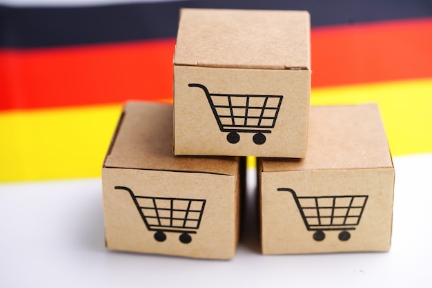 Box with shopping cart logo and Germany flag