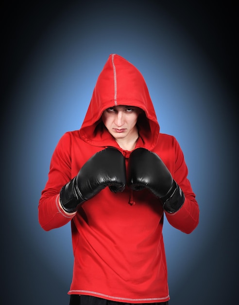 Boxer in black gloves