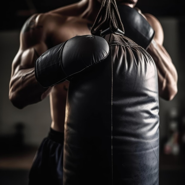 A boxer in a boxing ring with the word boxing on the side