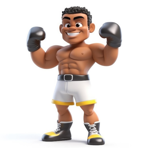 Boxer cartoon personage geïsoleerd op witte achtergrond