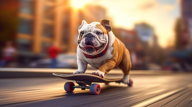 Boxer Dog Riding Skateboard Urban Canine Adventure