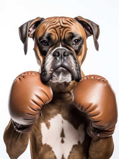 Foto boxer dog studio shot op duidelijke geïsoleerde achtergrond generatieve ai