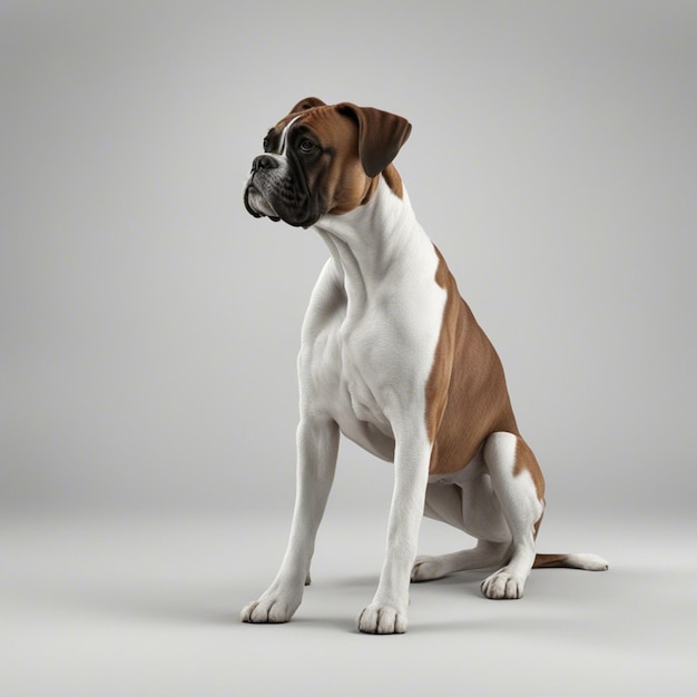 A boxer dog white background