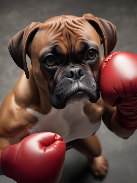 Photo a boxer exuding glamor mediem close up birds eye view shot ai generative