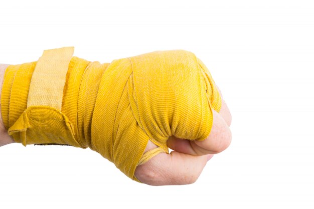 Boxer fist in bandage isolated