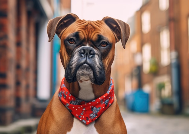The Boxer is a medium to large shorthaired dog breed