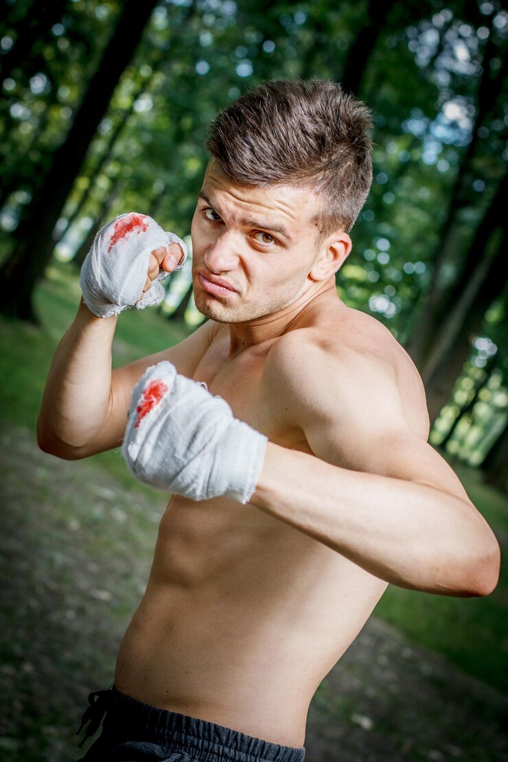 Photo boxer is training
