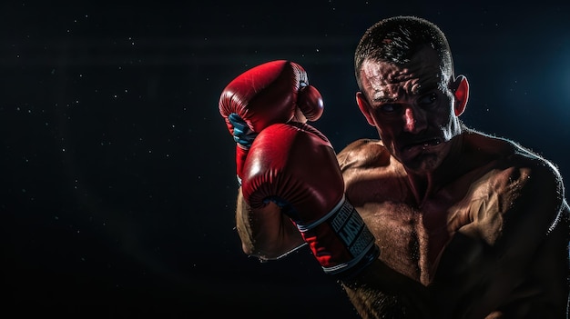 Photo a boxer throwing a powerful jab towards the camera with determination in their eyes