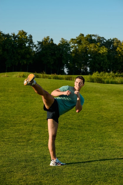 Boxer training outdoors