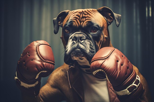 Foto boxer con un filtro vintage