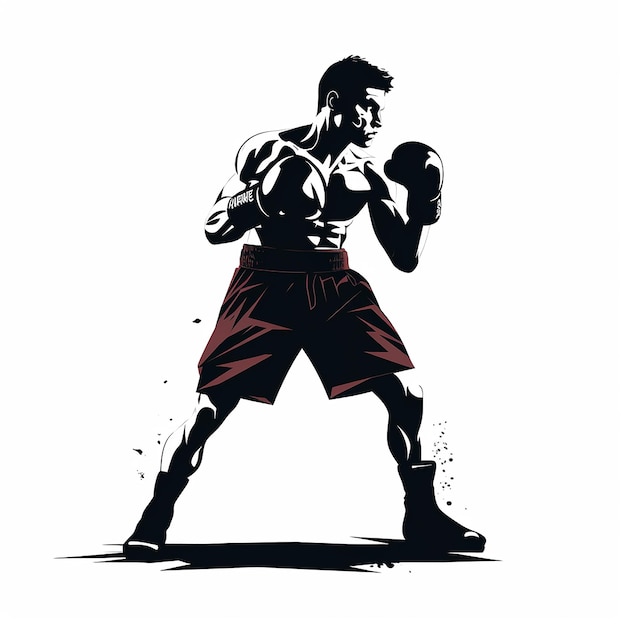 a boxers boxing pose in white background