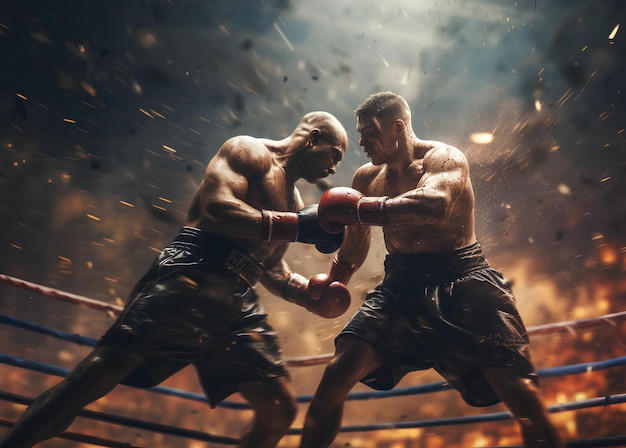 Boxers die in een boksring vechten