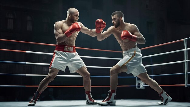 Boxers vechten in de ring.