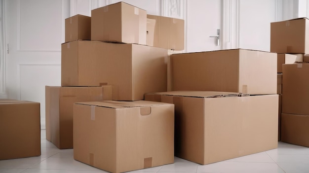 Boxes Arranged Neatly on the Floor