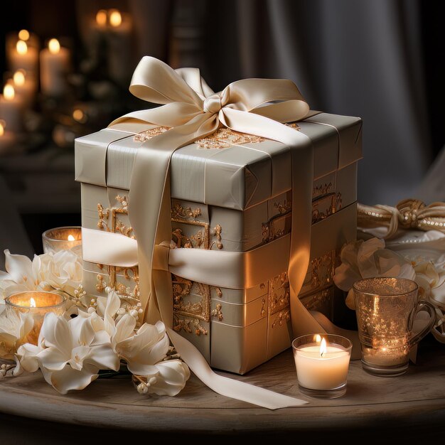 크리스마스 선물 사진 을 찍는 즐거운 선물 상자