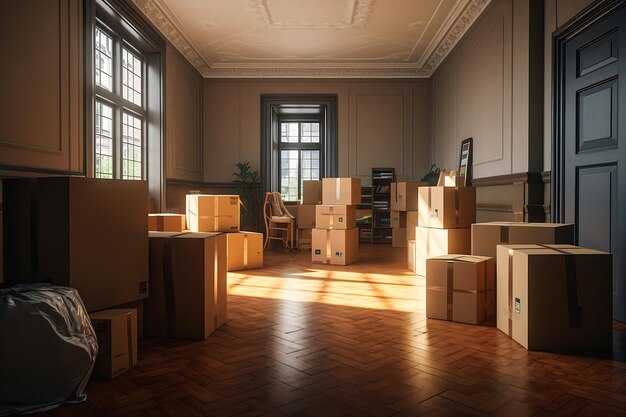 Photo boxes stacked room window chair arts crafts movement sunlight windows inside palace letting