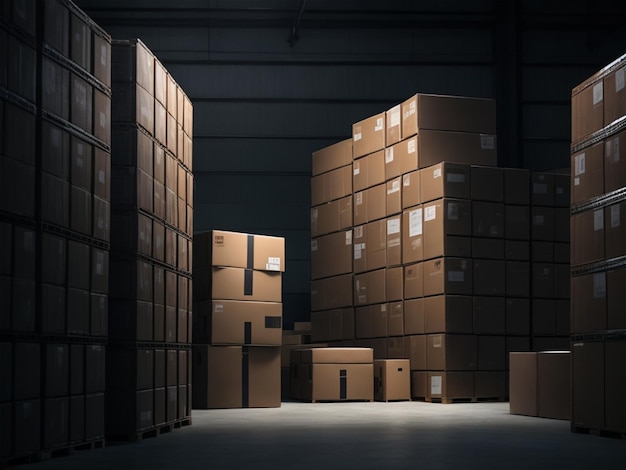 boxes in a warehouse Generated ai