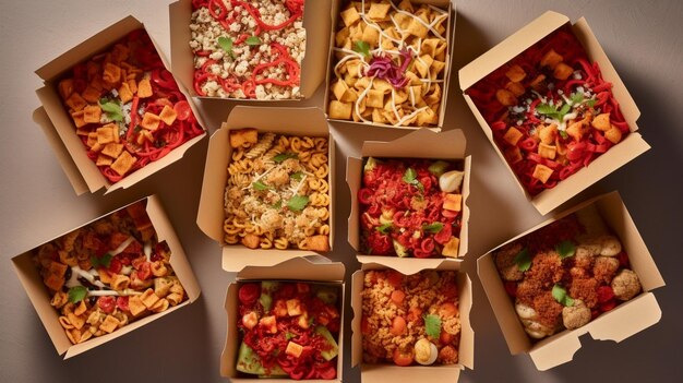 Boxes with different vegetables