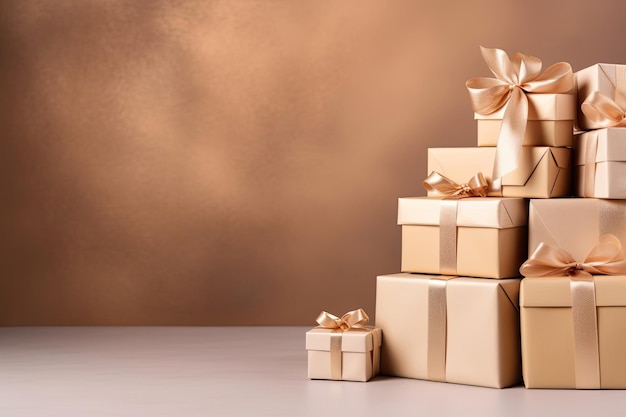 Boxes with gifts on monochrome background Holiday concept congratulations