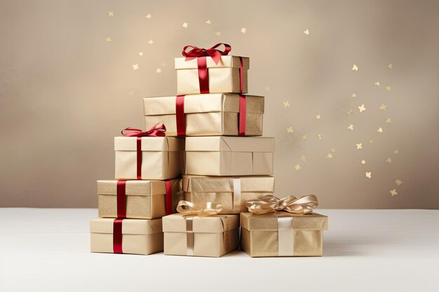 Boxes with gifts on monochrome background Holiday concept congratulations