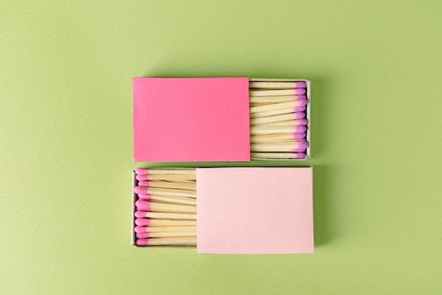 Photo boxes with matches on color